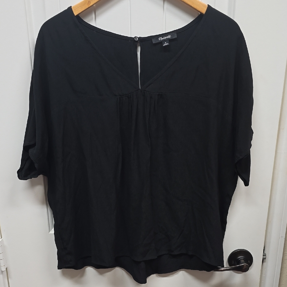 Madewell Black V-Neck Batwing Blouse